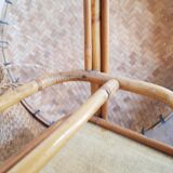 Serving table in rattan and vintage wicker