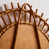 Miroir encadré en rotin et canne