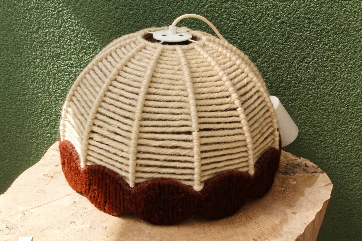 1970s two-tone wool pendant light, Germany