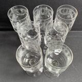 7 verres à vin ½ cristal guilloché – Art nouveau