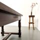 Farm table in solid walnut, turned legs, 1950s.