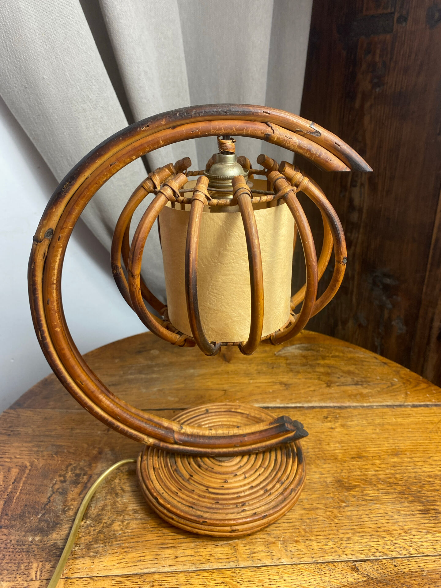Rattan and bamboo lamp, Louis Sognot