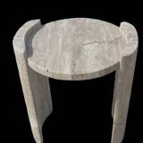 Beige travertine side table
