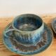 Paire tasse et sous tasse grès signes Denbac