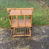 Vintage 3-tier bamboo and rattan shelf