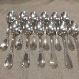 12 silver-plated metal soup spoons by Ravinet & Cie, Empire 81.