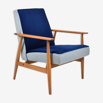 Fauteuil vintage rénové original des années 1960, velours