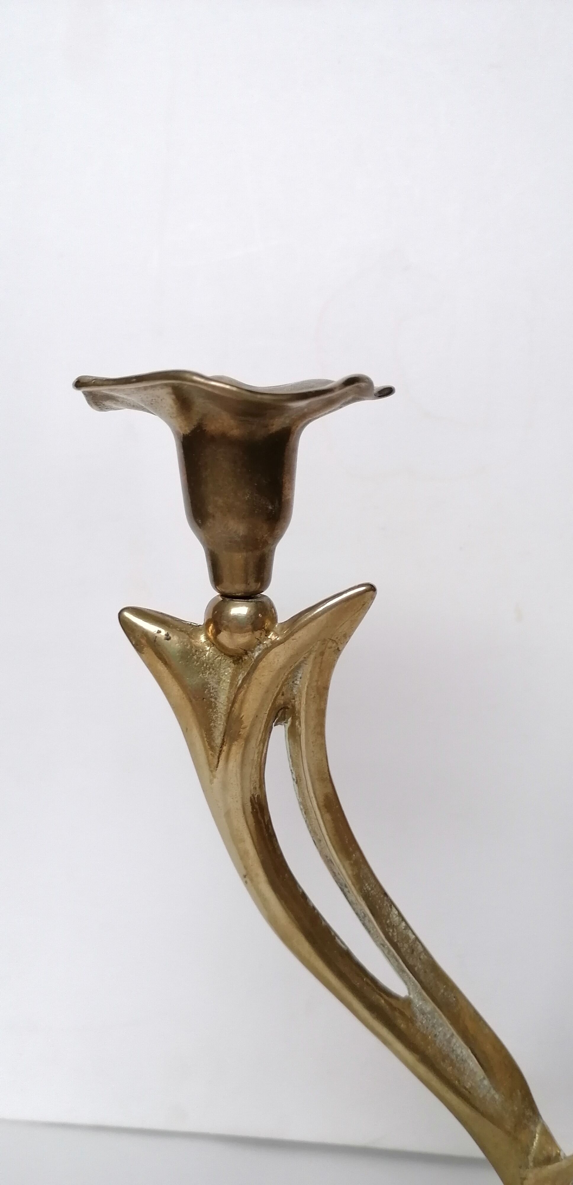 Two-light brass candle holder