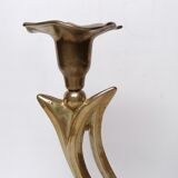 Two-light brass candle holder
