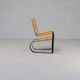 60s Unique metal cantilever framed lounge chair with pine seat