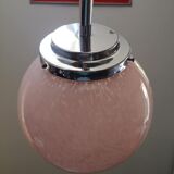 Ceiling lamp globe ball Art Deco opaline Clichy pink 1930