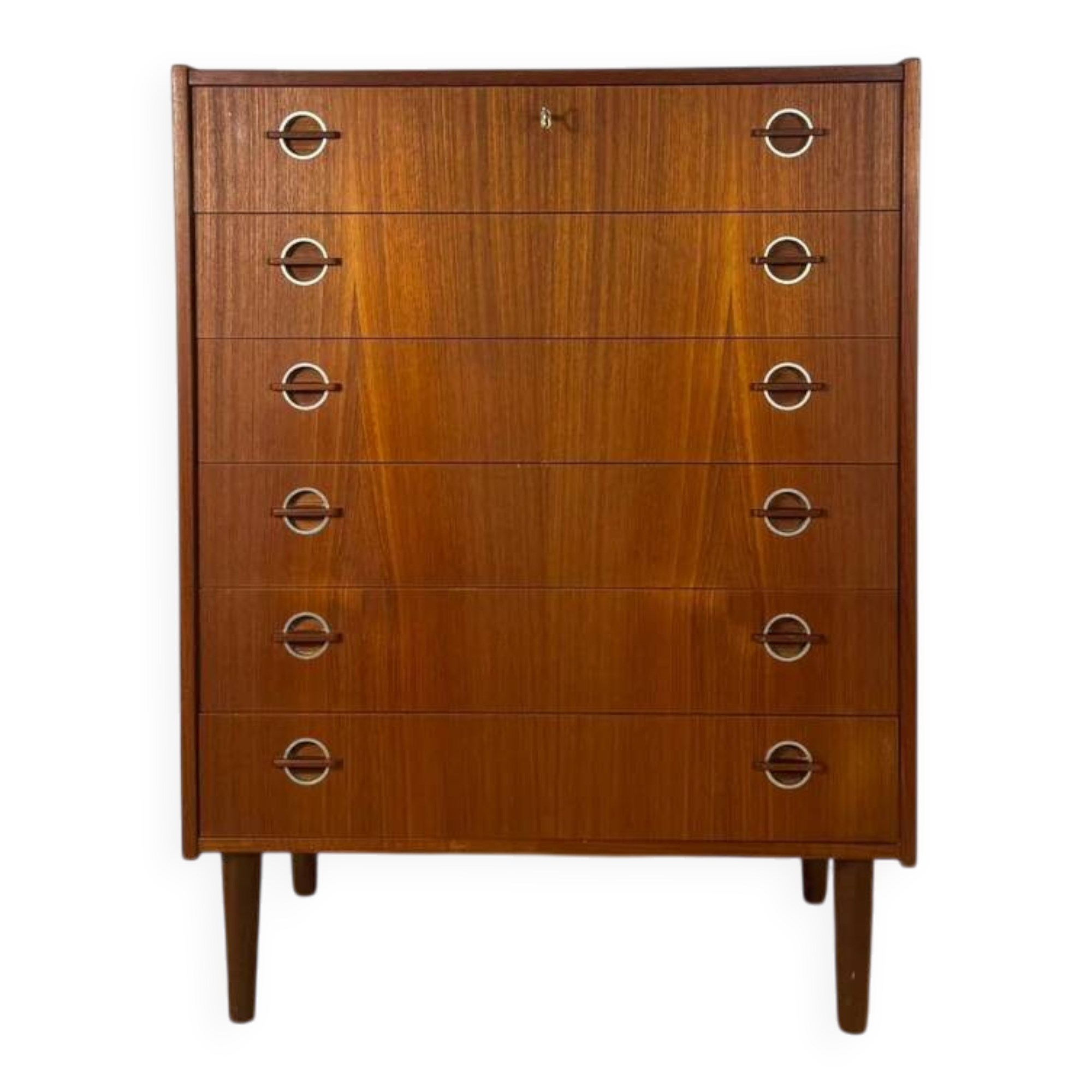 Danish 1960s teak chest of drawers with metal insert