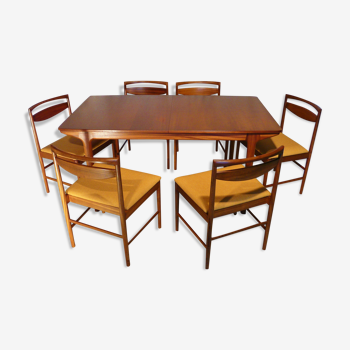 Ensemble table extensible et six chaises Mc Intosh scandinave en teck