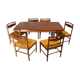 Extendable table set and six Scandinavian Teak Mc Intosh chairs
