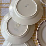 6 plates from the Badonviller pottery with a red flower design.