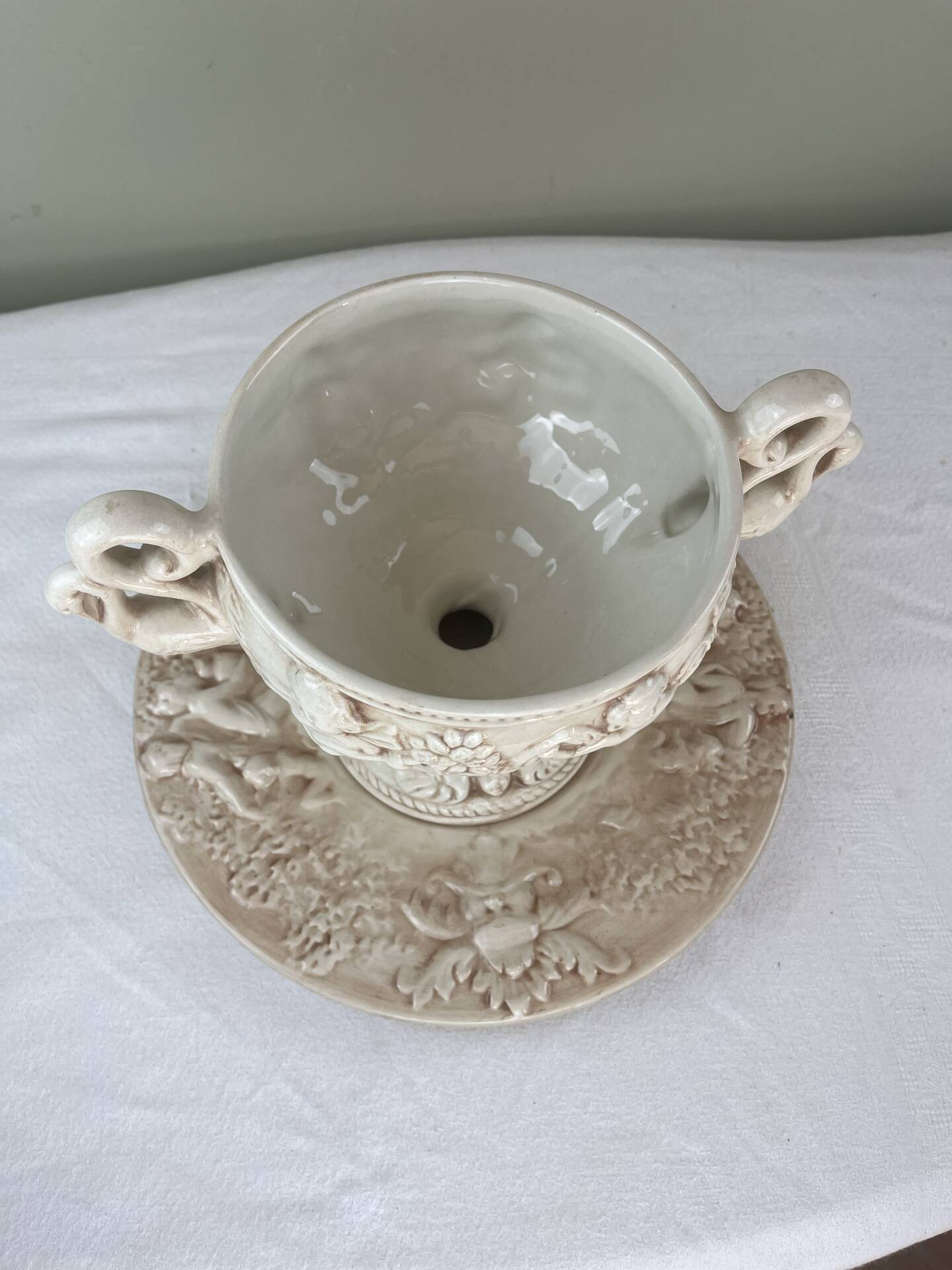 Ensemble Capodimonte – Coupe sur piédouche et plat décoratif