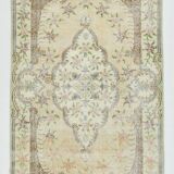 4x7 Light Yellow and Brown Persian Rug, 114x204Cm