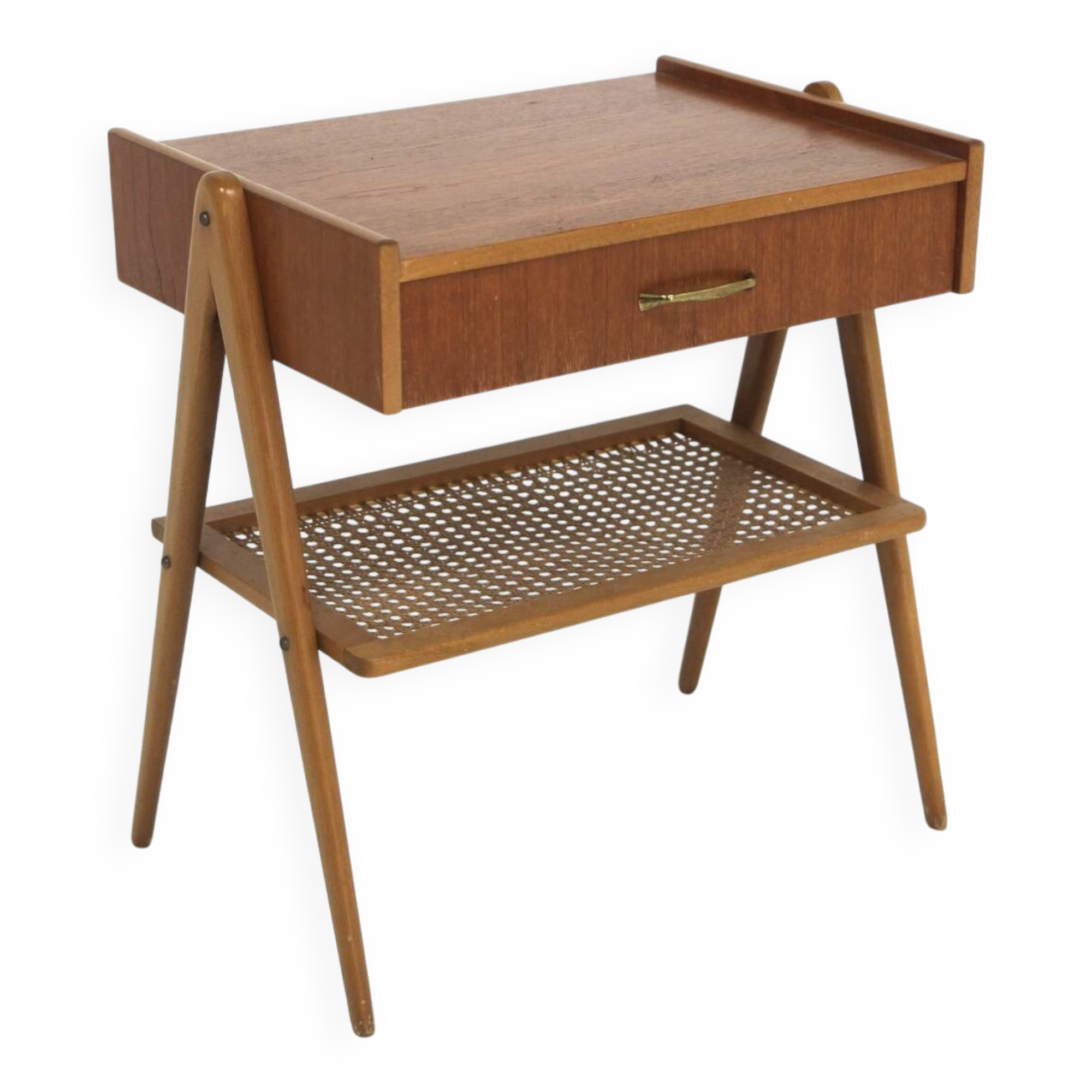 Scandinavian teak and oak bedside table, Sweden, 1960