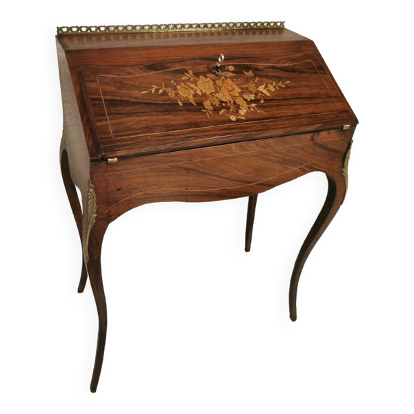 Bureau de pente en marqueterie style Louis XV