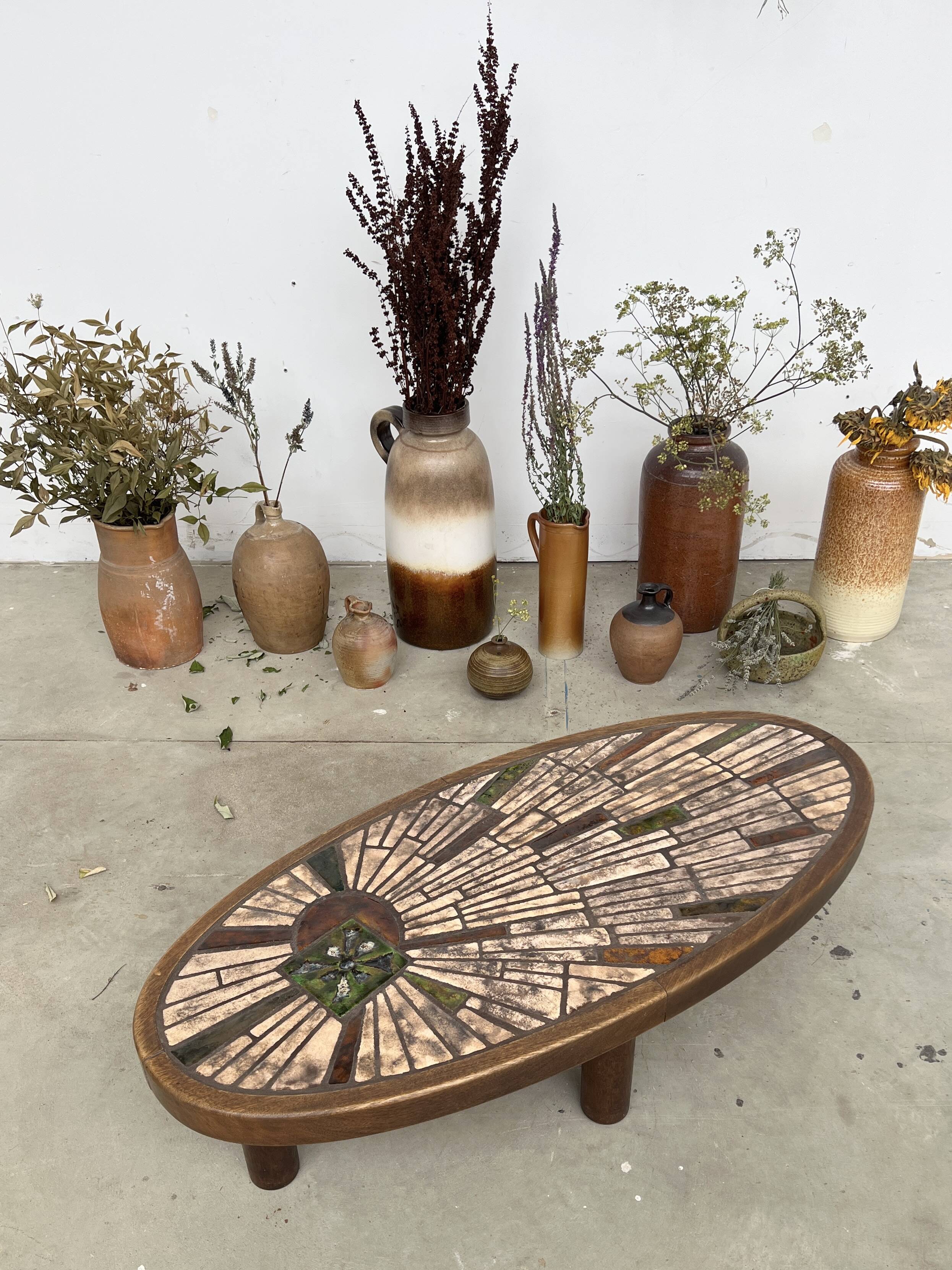 Vallauris oval ceramic coffee table