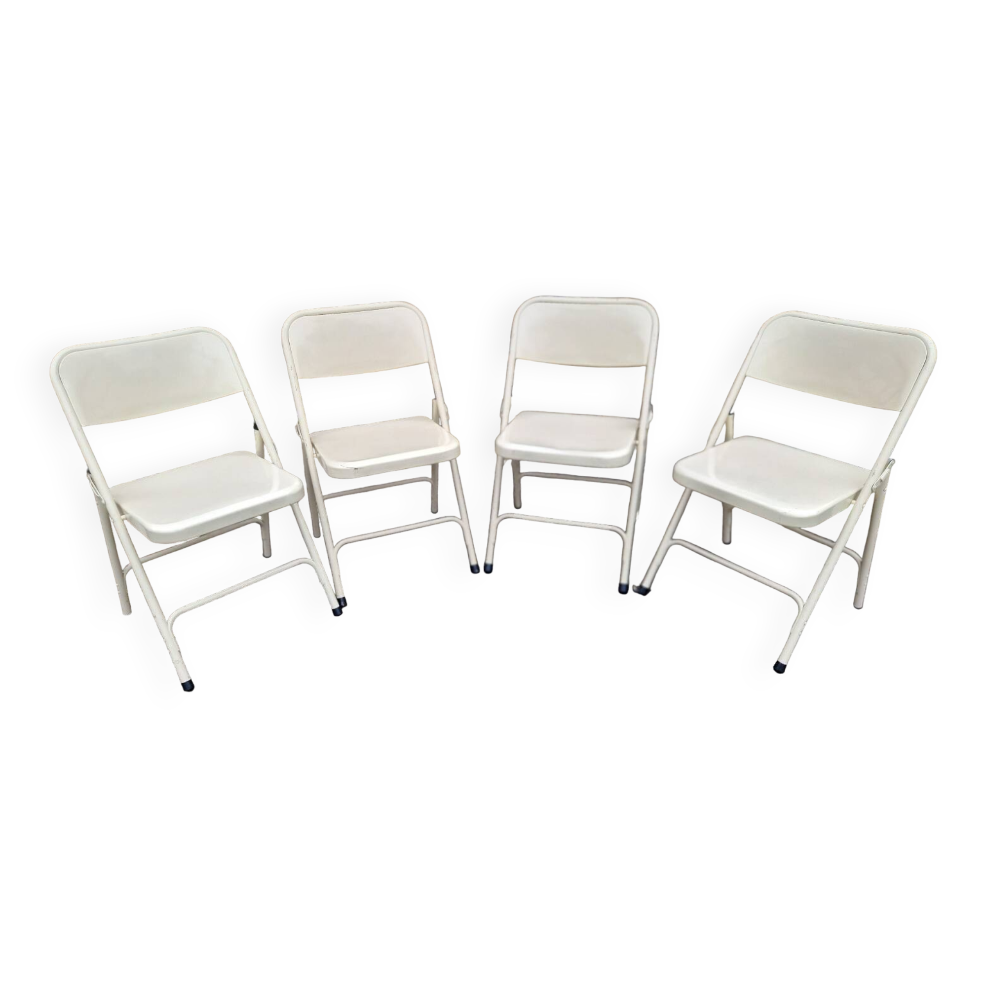Set of 4 folding metal chairs from the 80s/90s