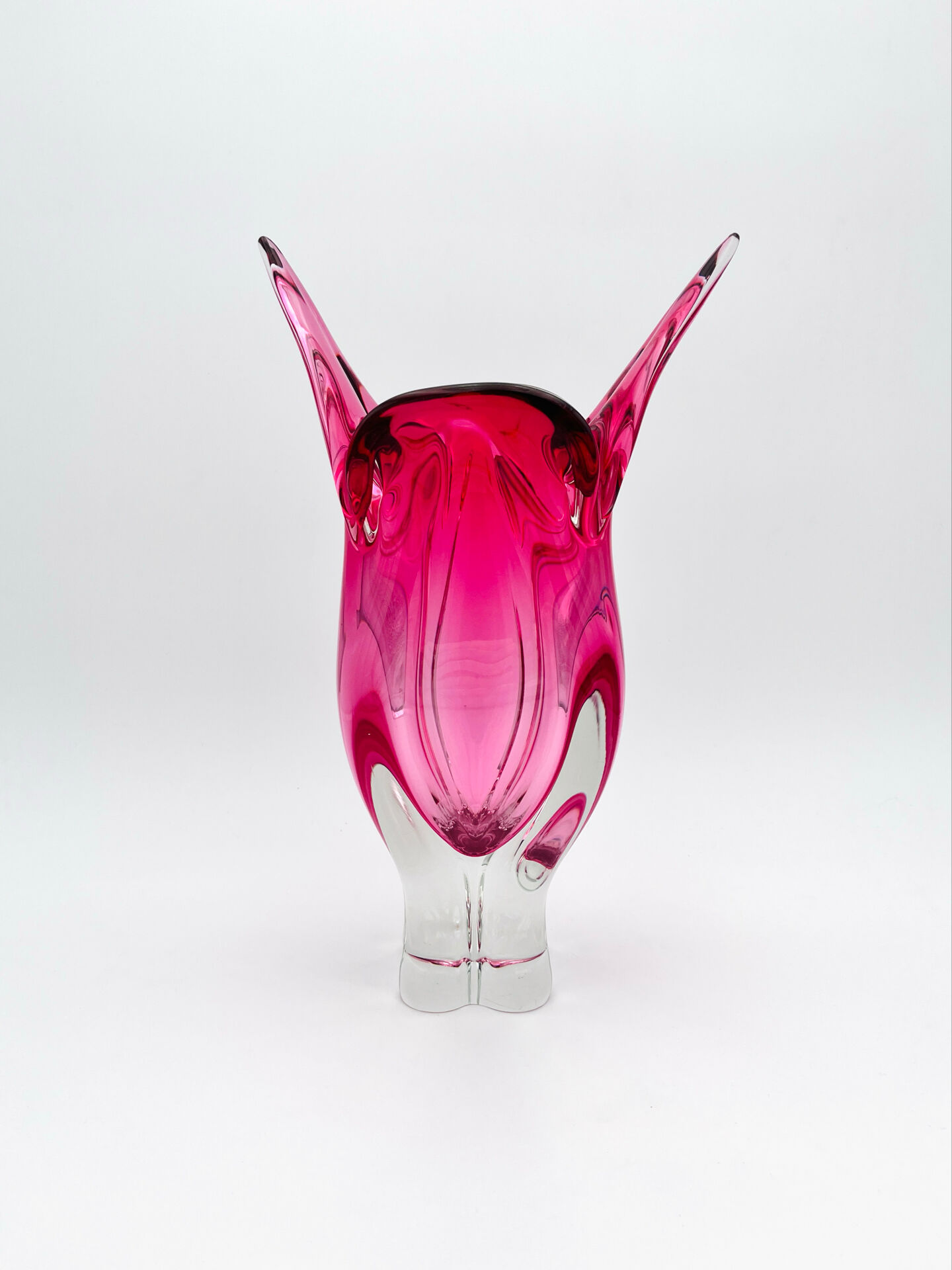XXL Vase Josef Hospodka Chřibská Bohemian Crystal Rose 60s