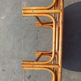Table basse en rotin ovale vintage
