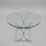 Glass and steel coffee table – 1970s modernist design