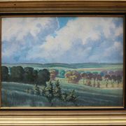 Painting HSP Sunny landscape Fields and forests signed 1956 + frame