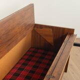 Unique folding bed from the 1960s, walnut veneer, black steel legs