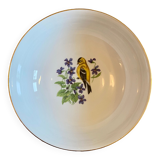 Vintage porcelain salad bowl - bird and flower decorations