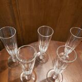 5 crystal Champagne flutes XIX th