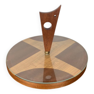 Plateau tournant en bois - midcentury