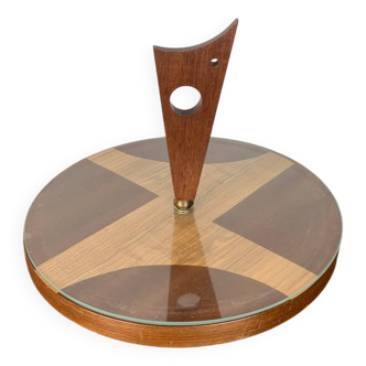 Midcentury modern wood and glass turntable