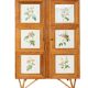 Split bamboo cabinet and engravings under glass 1960