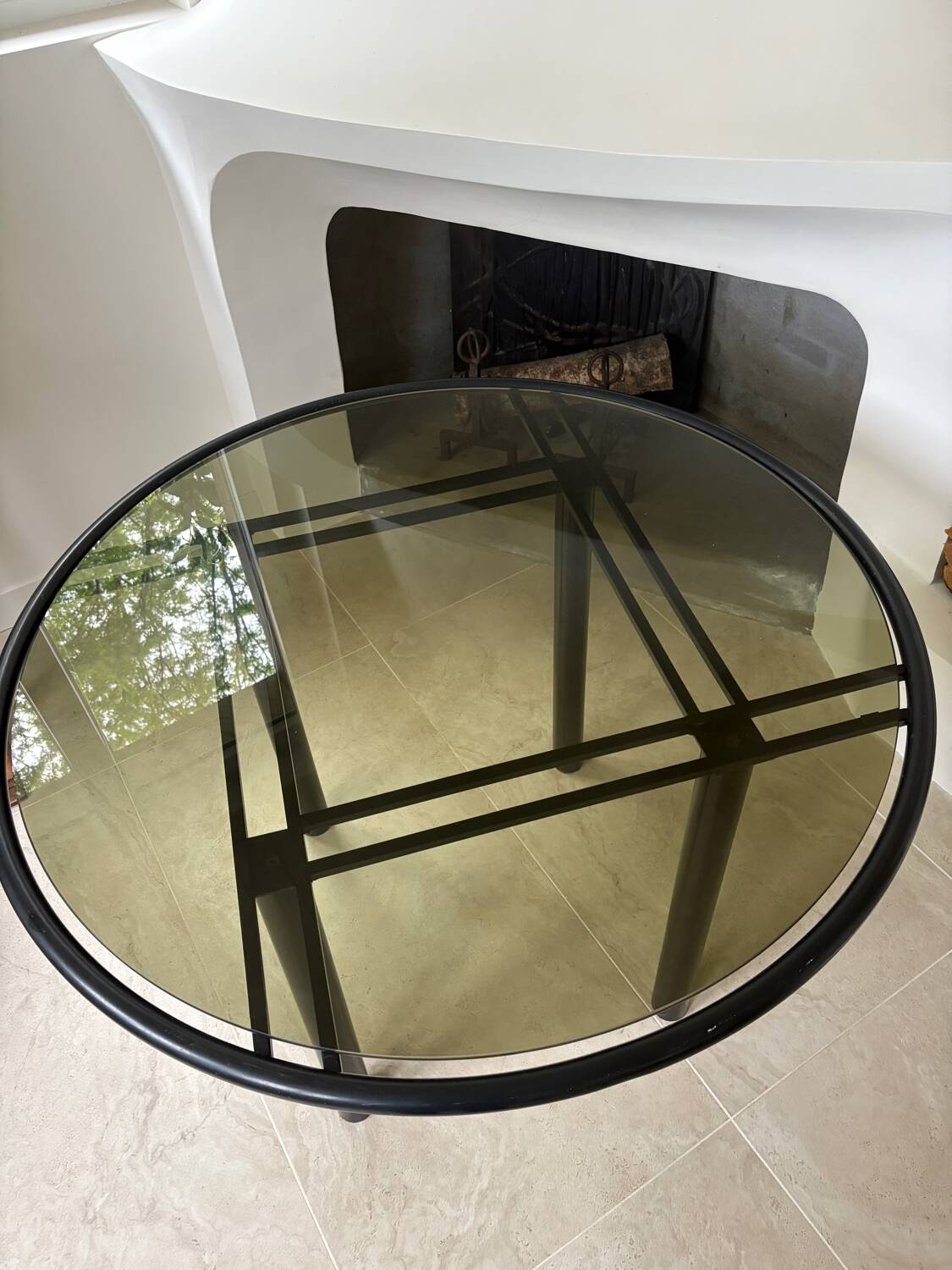 Table ronde verre et métal