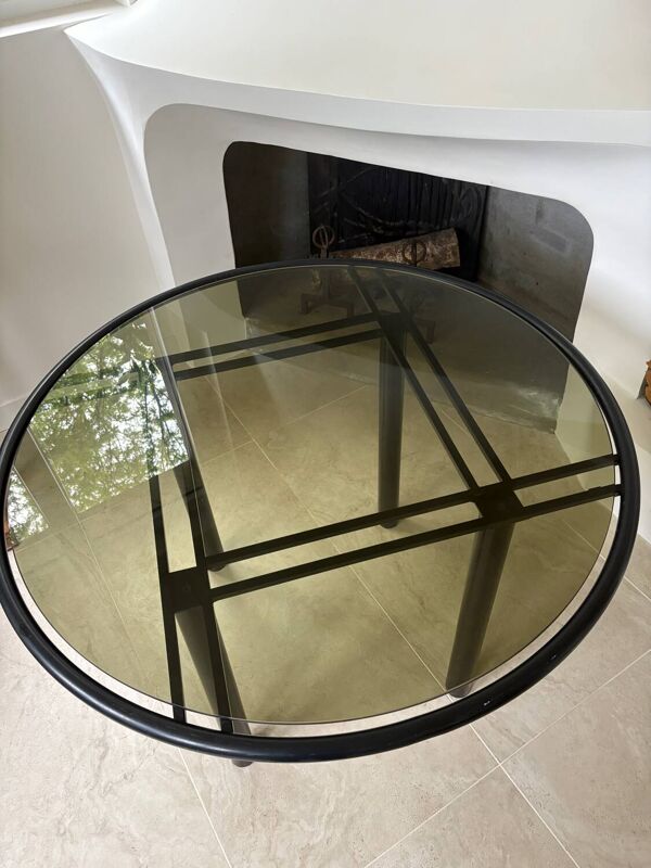 Table ronde verre et métal