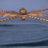 Wrought iron and veined marble coffee table, 1940s-50s