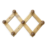 Vintage 1980s wooden ball accordion coat rack