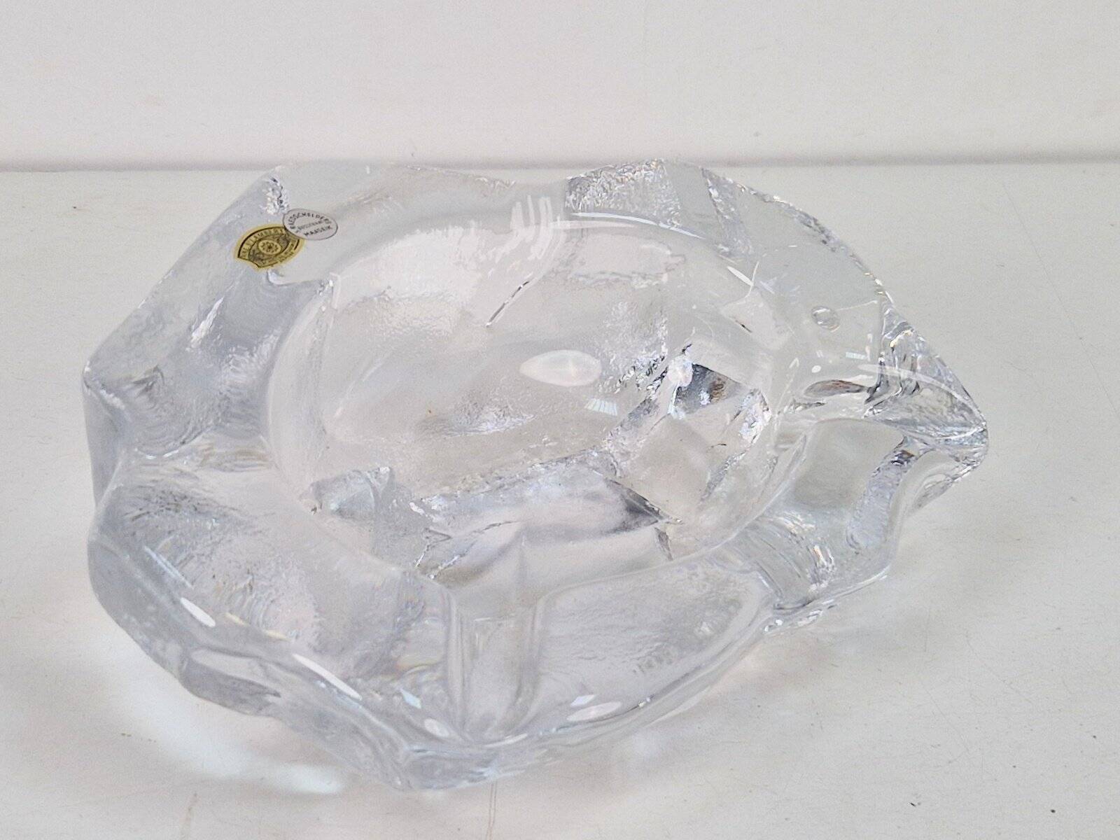 Vintage Brutalist Ice Glass Ashtray from Val Saint Lambert, 1960s