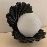 Black ceramic shell lamp and white opaline