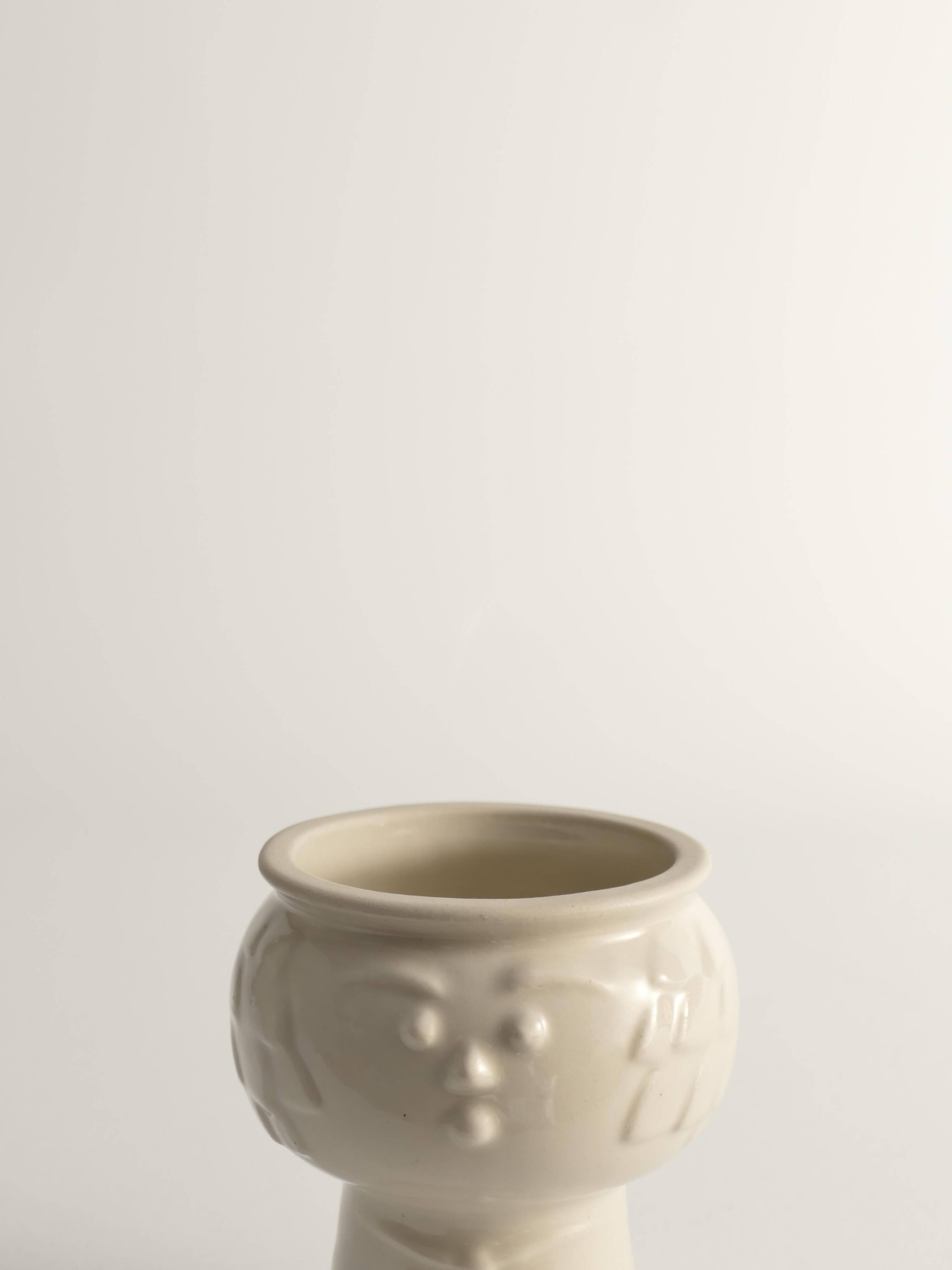 Scandinavian Modern White Porcelaine Face Vase by  Ancher Iversen, aida, Denmark