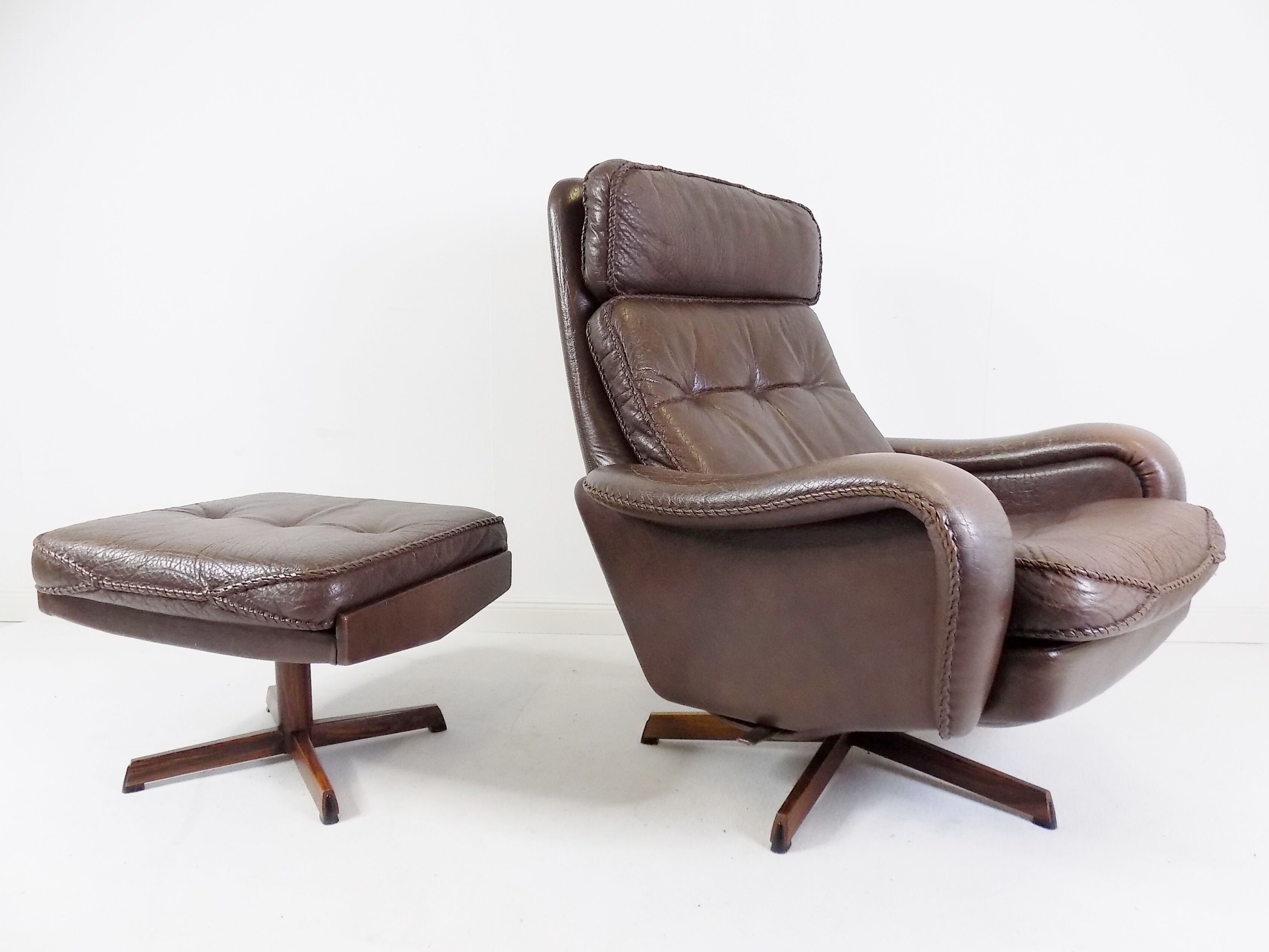 Madsen & Schubell leather armchair with ottoman for Bovenkamp