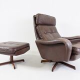 Madsen & Schubell leather armchair with ottoman for Bovenkamp