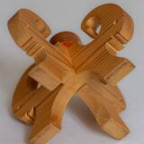 Wooden Christmas candle holder with four goat heads, Sweden, 1970s