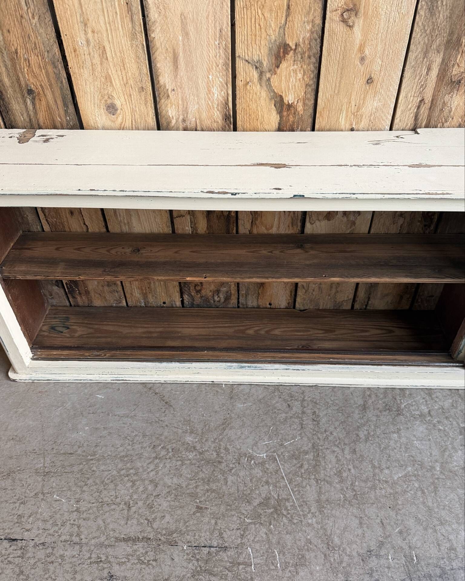 Vintage patinated work cabinet with sliding doors (renovated)