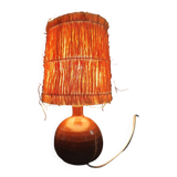 Ceramic lamp and straw lampshade, 1960s