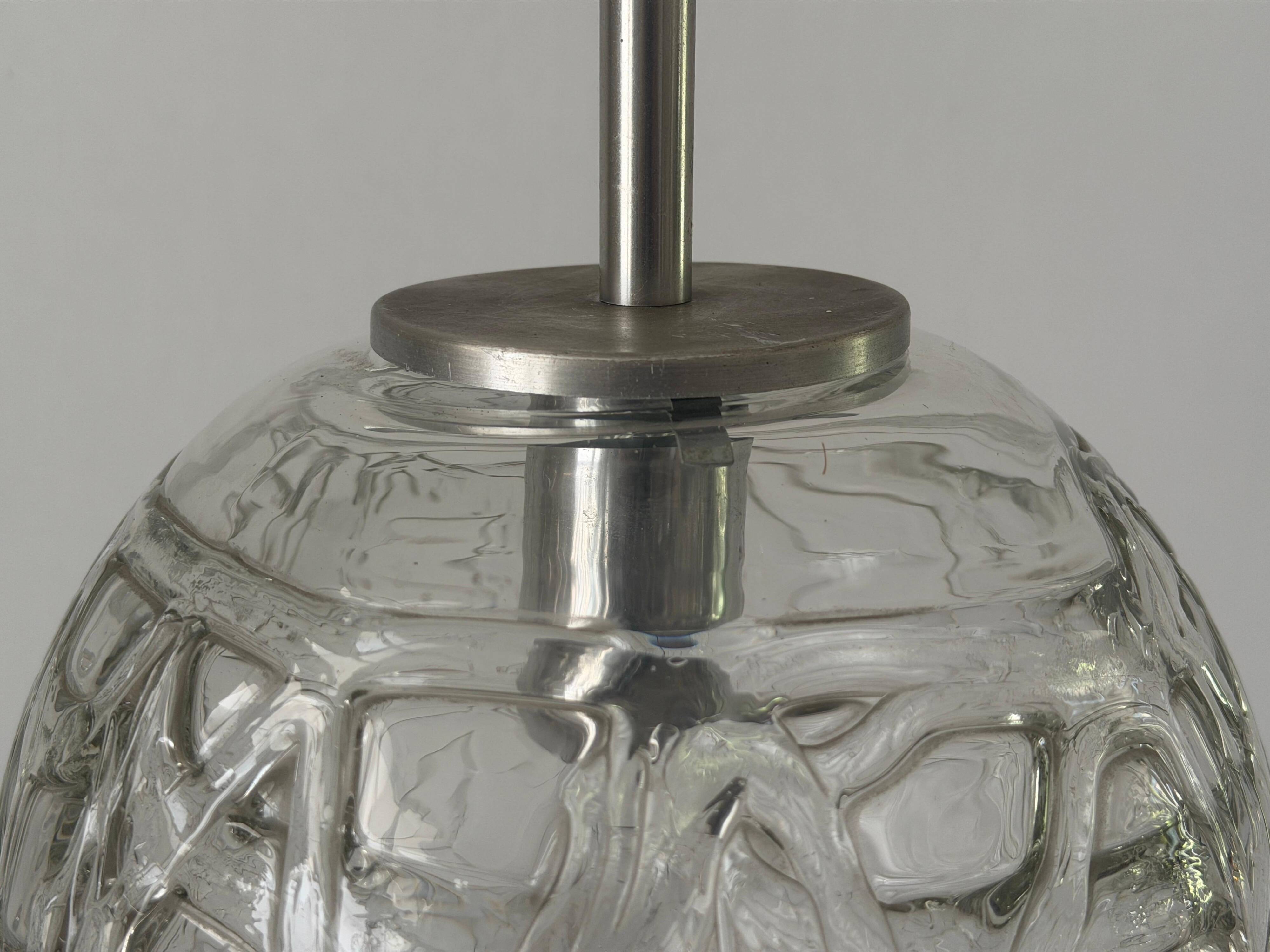 Hanging lamp in hand-blown white glass by Doria Leuchten, 1960s Germany