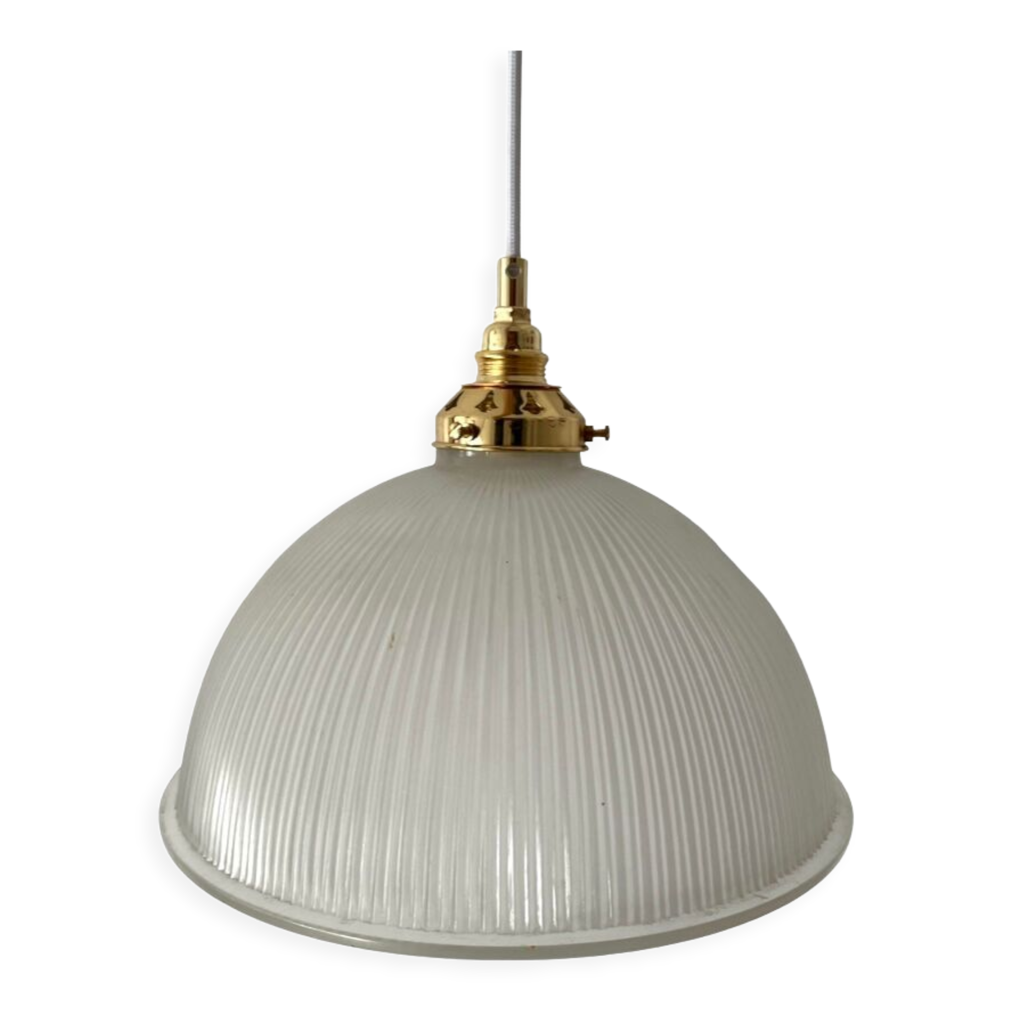 Vintage pendant lamp in electrified prismatic glass with new
