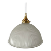 Vintage pendant lamp in electrified prismatic glass with new